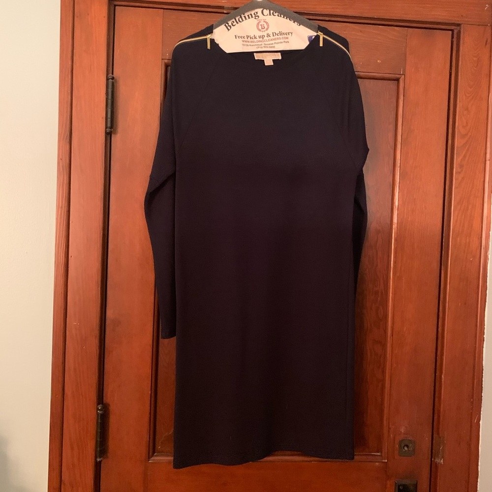 Michael Kors Navy Sweater Dress w/ Zipper Accent